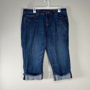 VGS Cuffed Capri Denim Jeans Women's 16 Blue Casual Pants